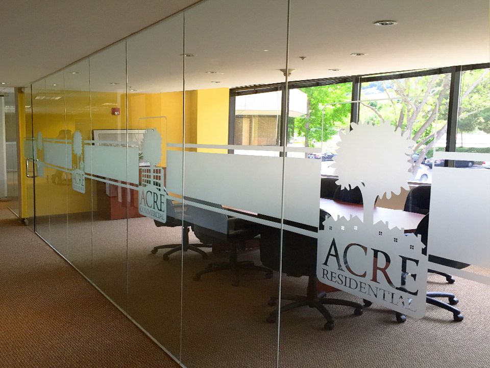 Bennett Graphics installed window film design for Acre Residential in Pleasanton