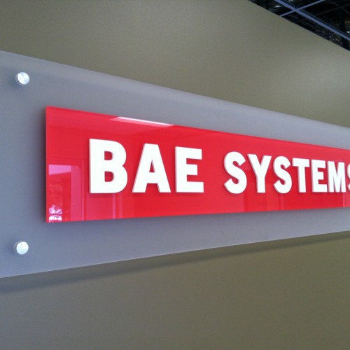 Acrylic Lobby Sign for BAE Systems by T Bennett Services, LLC in Pleasanton