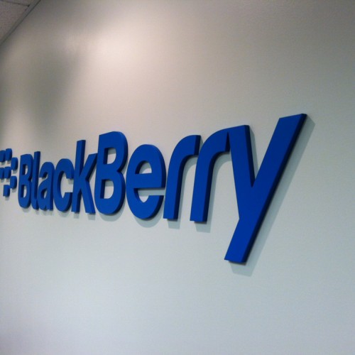 Blackberry lobby sign produced by Bennett Graphics
