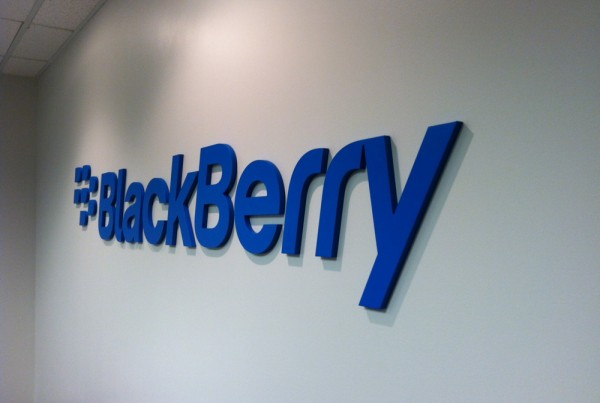 Blackberry lobby sign produced by Bennett Graphics