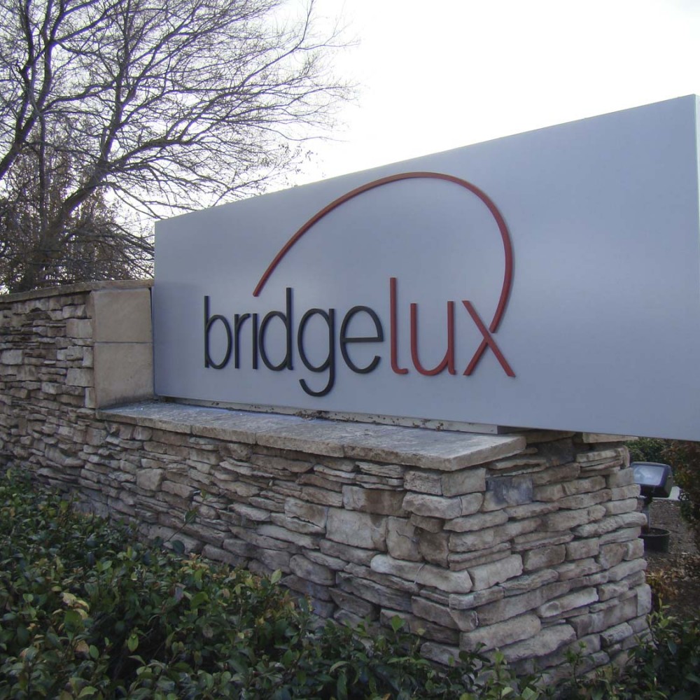 monument sign for Bridgelux in Livermore, CA made by Bennett Graphics in Pleasanton