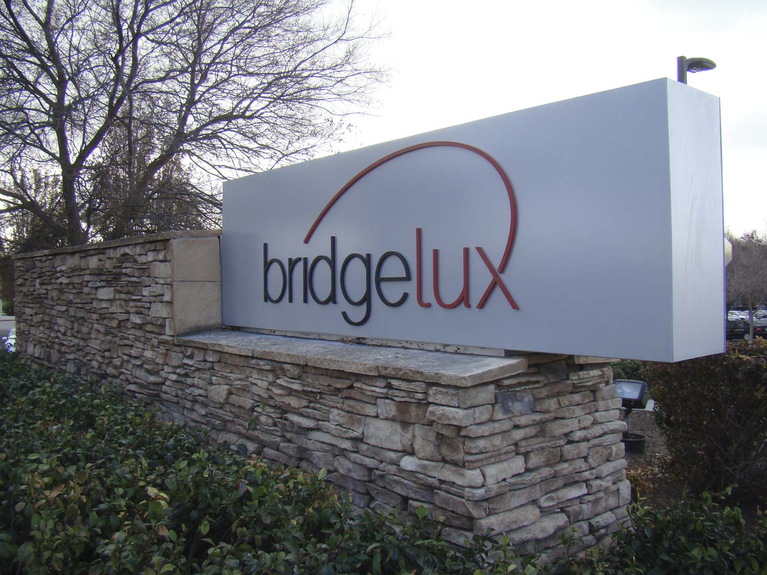 monument sign for Bridgelux in Livermore, CA made by Bennett Graphics in Pleasanton