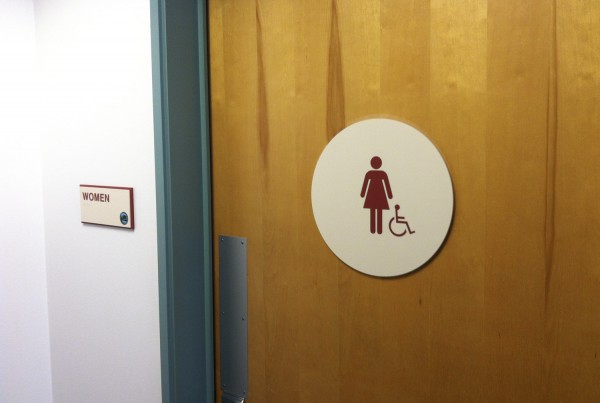 ADA sign for women at the City of Saratoga Library, by Bennett Graphics in Pleasanton CA