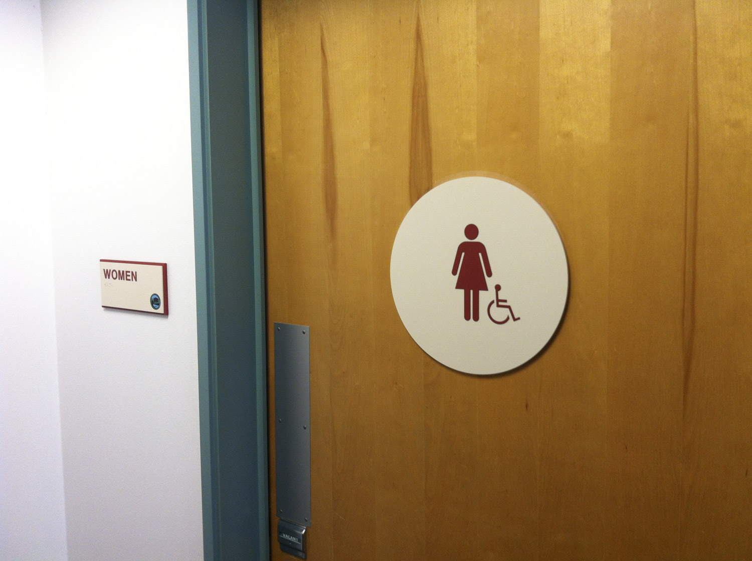 ADA sign for women at the City of Saratoga Library, by Bennett Graphics in Pleasanton CA