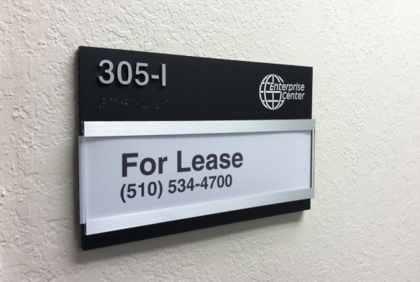 Custom Suite Insert Sign at the Embarcadero Business Center made by Bennett Graphics in Pleasanton
