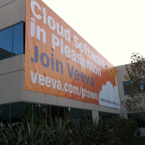 Grand Format Sign made of Vinyl for Veeva in Pleasanton, CA