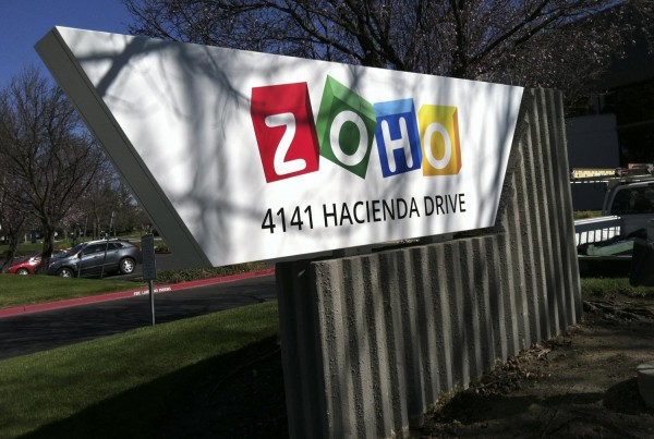 ZOHO monument sign in Pleasanton