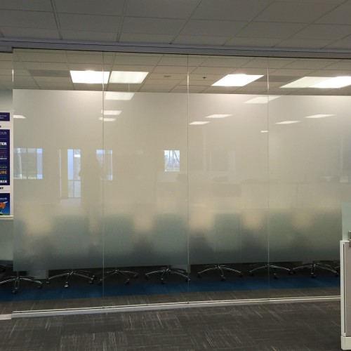 corporate frosted window film in office