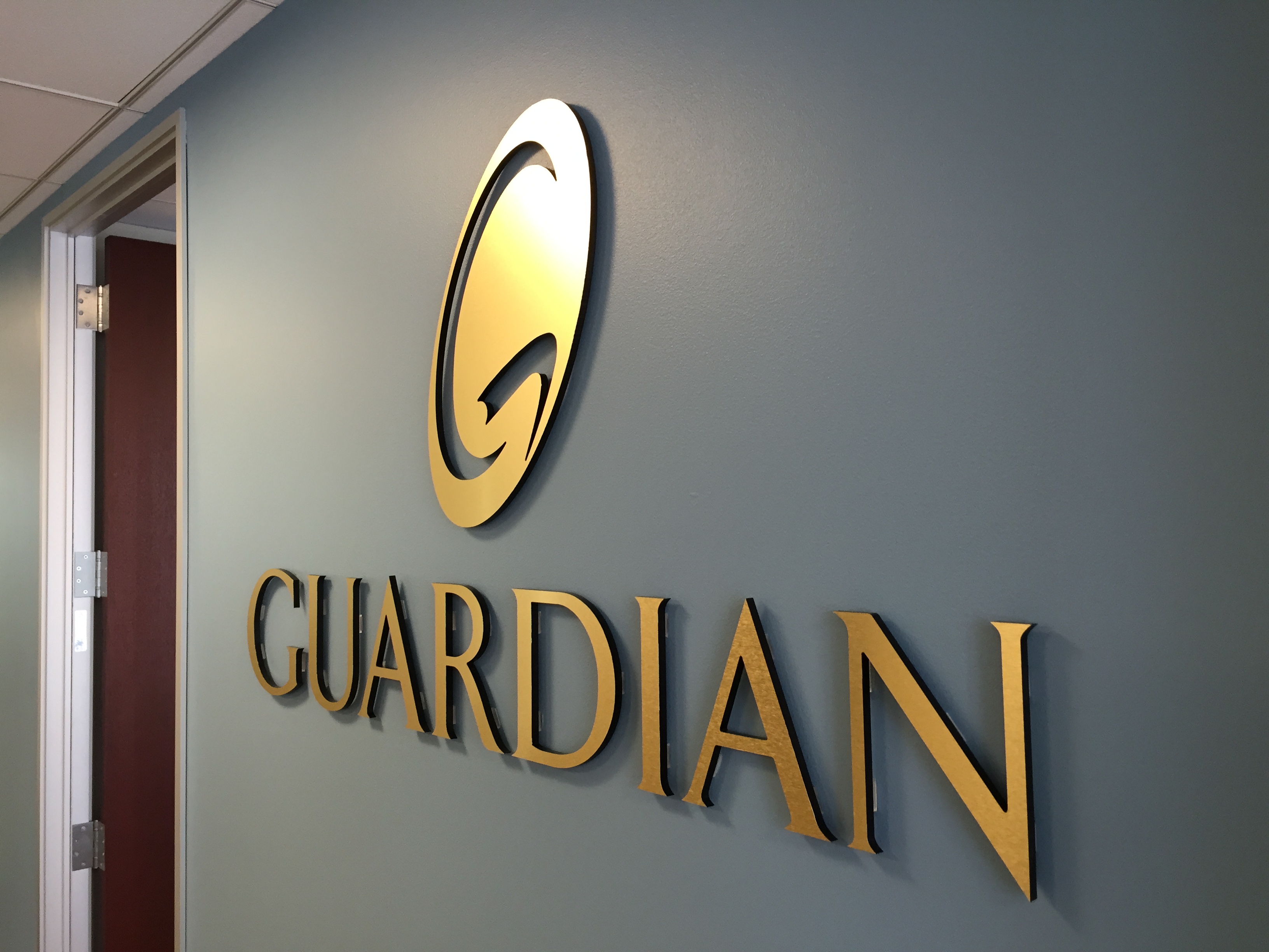 custom lobby sign production in pleasanton for Guardian